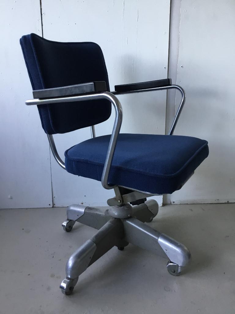 Gispen Bureau stoel Model 358 PQR 1953 President, Ophalen, Gebruikt, Blauw, Bureaustoel