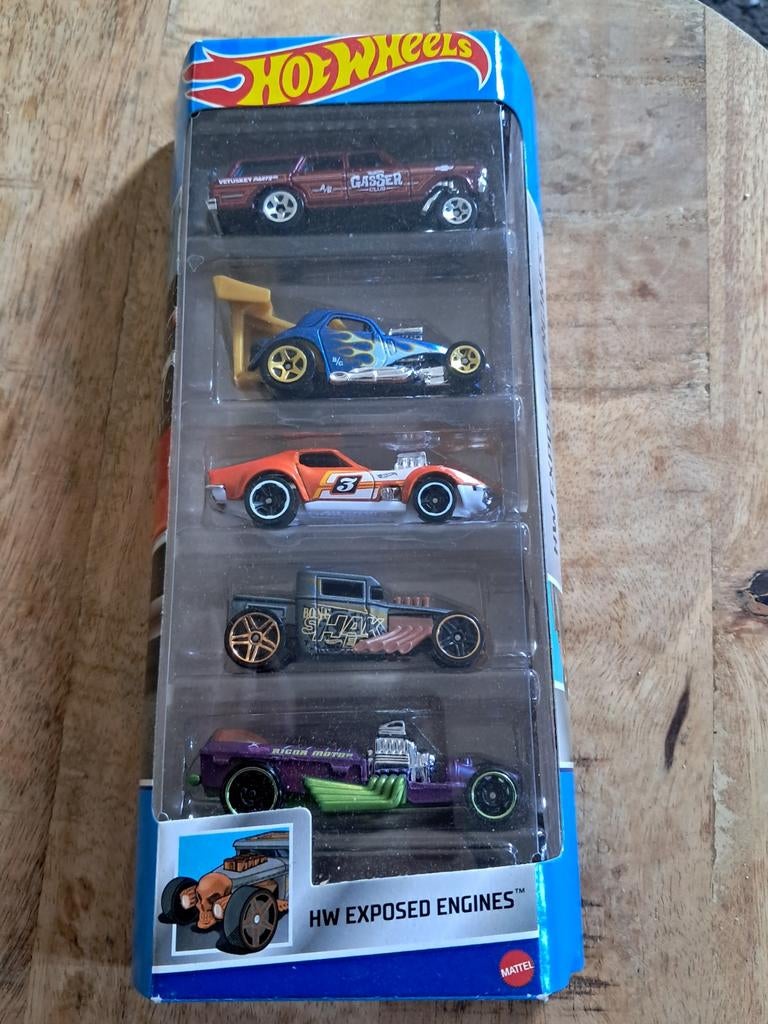 Hot Wheels Exposed Engines 5 pack Corvette Fiat Nova, Ophalen of Verzenden, Zo goed als nieuw, Auto