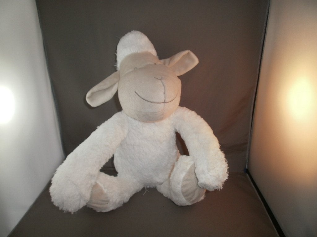 doudou schaap zonder deken  40 cm wit harig en velours hoofd, Overige typen, Nieuw, Ophalen of Verzenden, Wasbaar