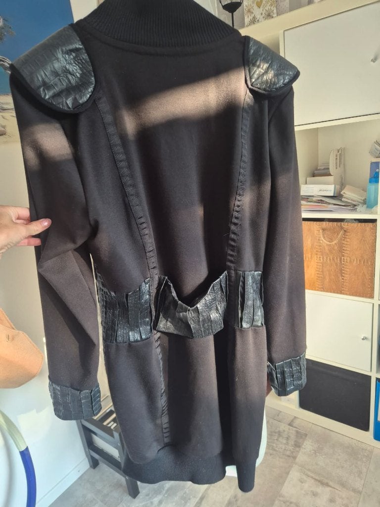Vest zwart met leren accenten maat 46, Zaek, Zwart, Maat 46/48 (XL) of groter, Ophalen of Verzenden