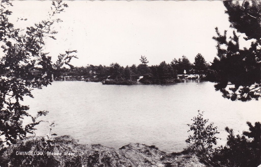 Dwingeloo, Blauwe Meer - Oude Ansichtkaart, Verzamelen, Verzenden, 1940 tot 1960, Gelopen, Drenthe