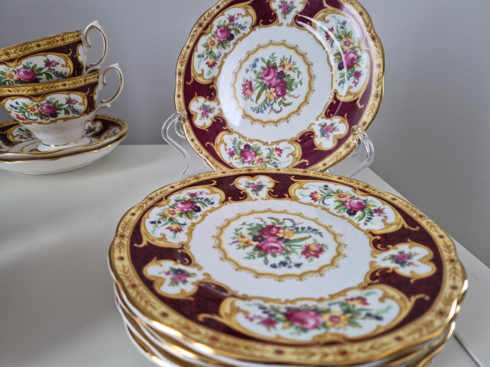 Zes Royal Albert Lady Hamilton ontbijtbordjes, 20 cm, Ophalen of Verzenden