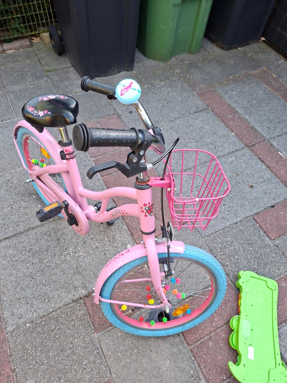 Roze Alpina kinderfiets met mandje, Ophalen, Velgrem, Alpina, 16 tot 20 inch