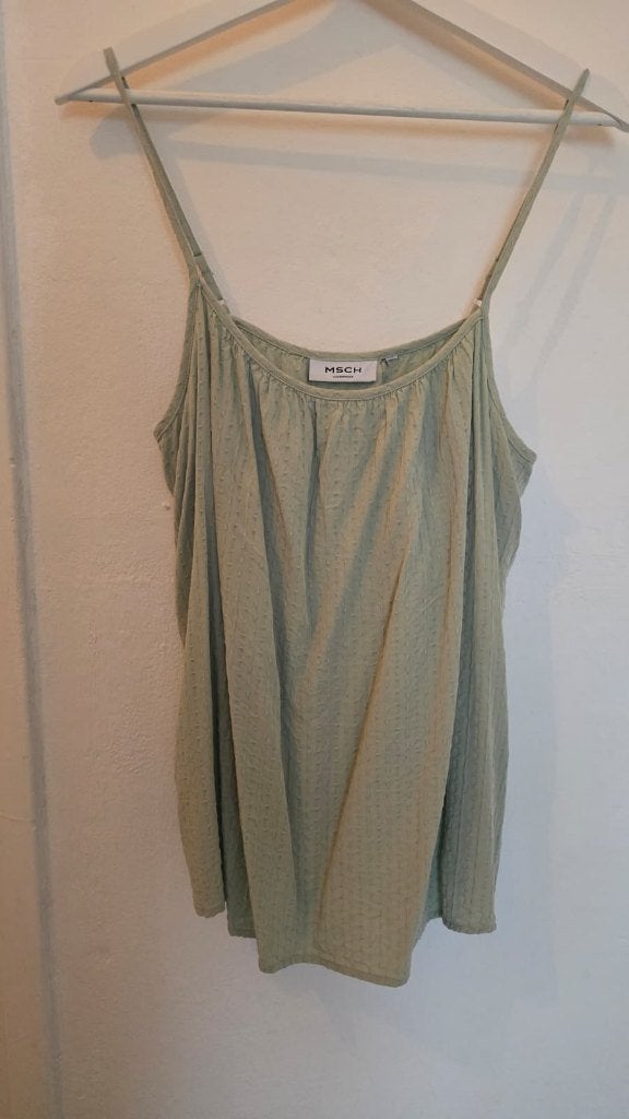 MSCH Moss Copenhagen Saliegroene Top Spaghettibandjes – M, Kleding | Dames, Tops, Zo goed als nieuw, Maat 38/40 (M), Groen, Zonder mouw