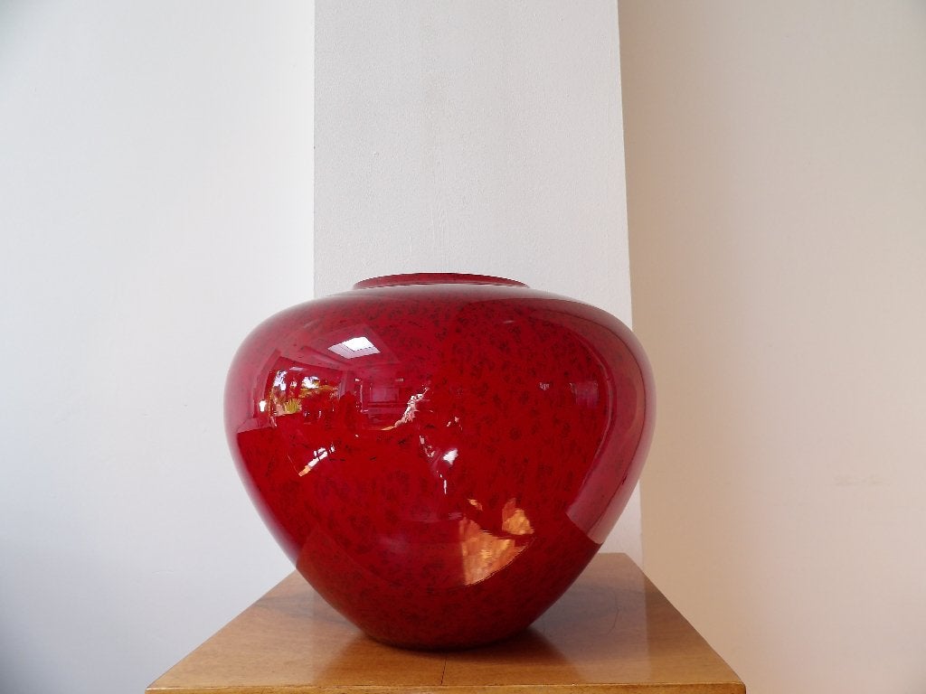 Grote rode vaas Gunther Lambert opaline glas jaren '80, Ophalen of Verzenden