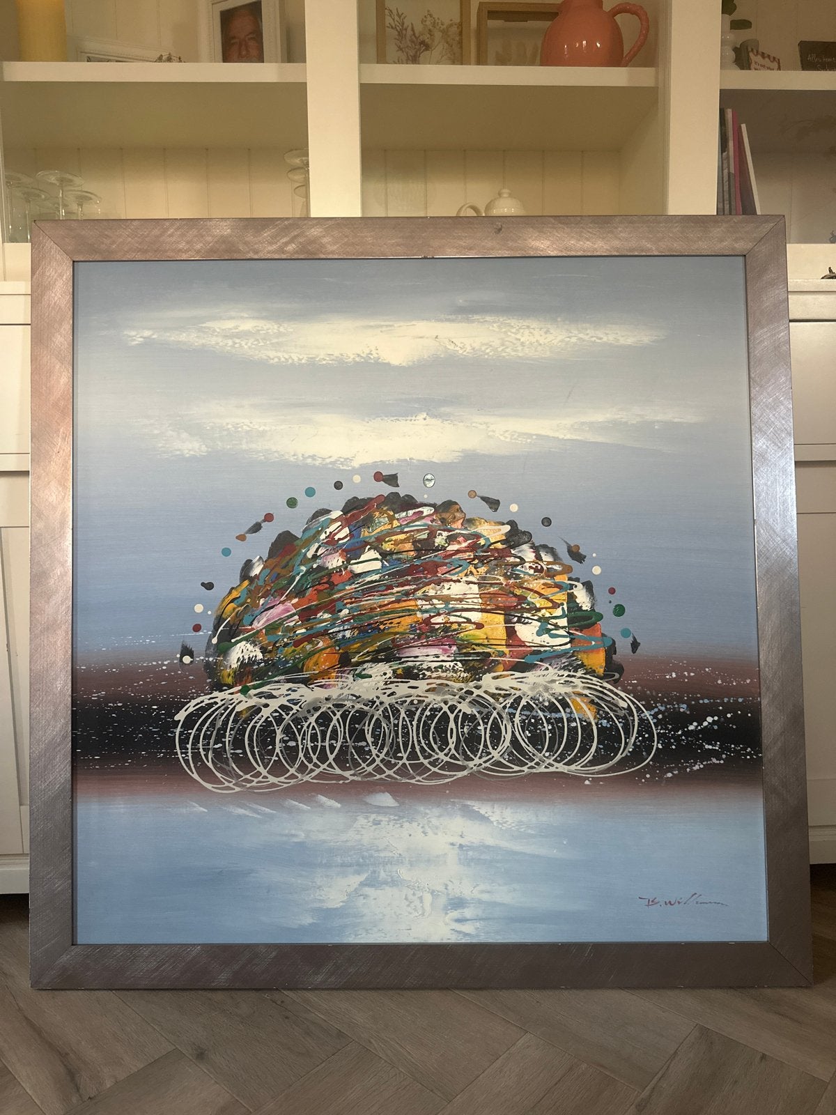 Abstract Schilderij B. Williams 100x100cm, Antiek en Kunst, Ophalen
