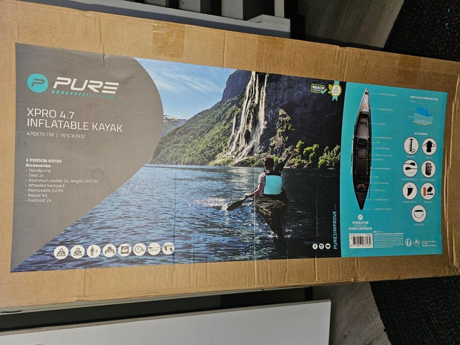 KAJAK Pure2Improve XPRO 4.7 Opblaasbare Kajak - 2-persoons, Ophalen, Opblaasbaar, Nieuw, 2-persoons