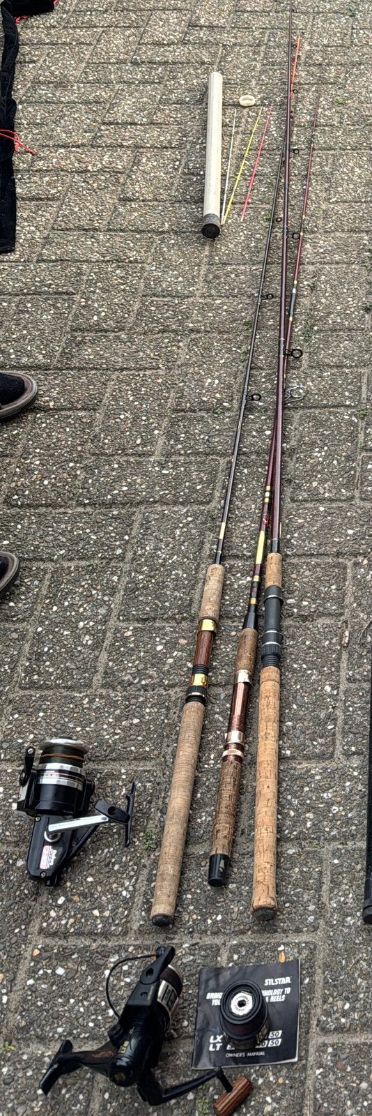 3 werphengels, 2 molens en 1 extra spoel, Watersport en Boten, Ophalen, Gebruikt, Werphengel