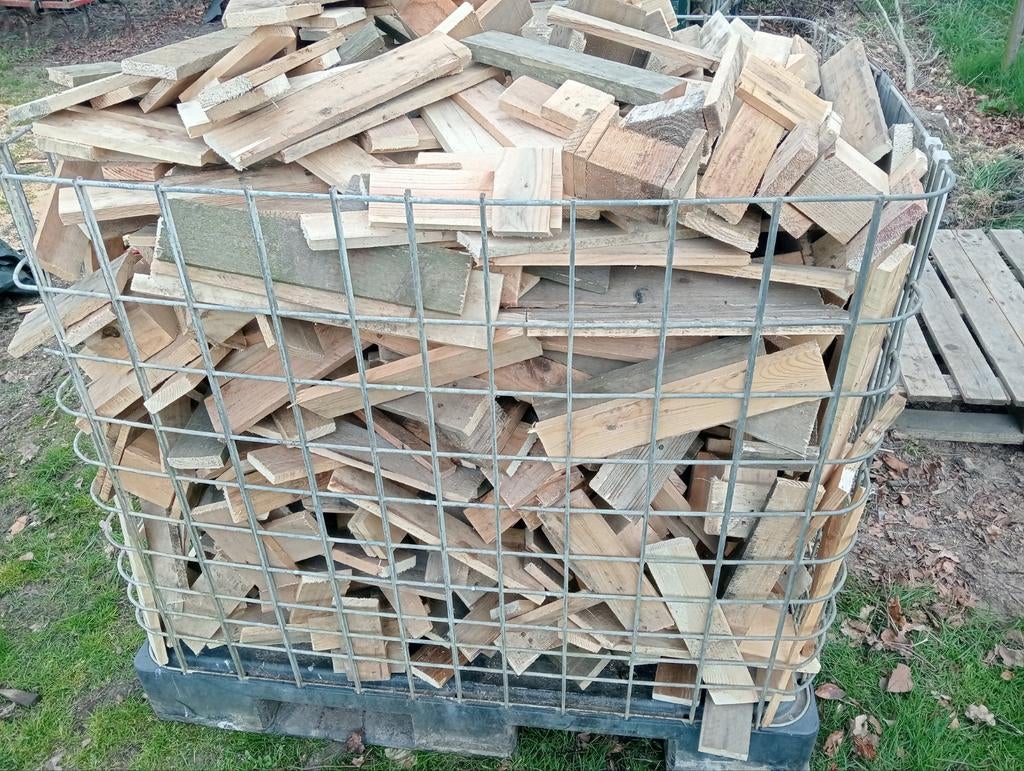 Pallethout haardhout stookhout, Tuin en Terras, Haardhout, Blokken, Overige houtsoorten, Minder dan 3 m³, Ophalen