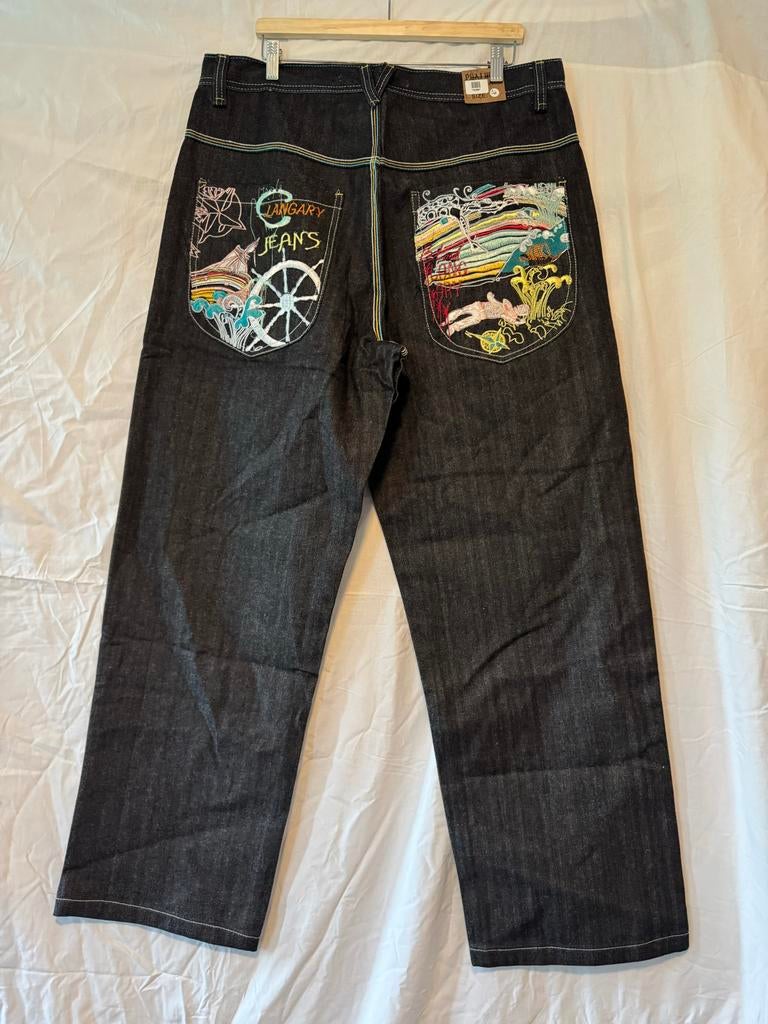 Clangary Jeans Baggy Multi-Graphic Y2K Evisu Stijl NIEUW, Kleding | Heren, Spijkerbroeken en Jeans, Nieuw, Overige jeansmaten