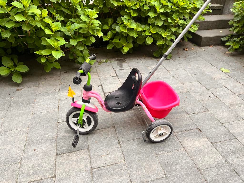 Puky driewieler met duwstang - Roze, Ophalen, Zo goed als nieuw, Velgrem, Duwstang