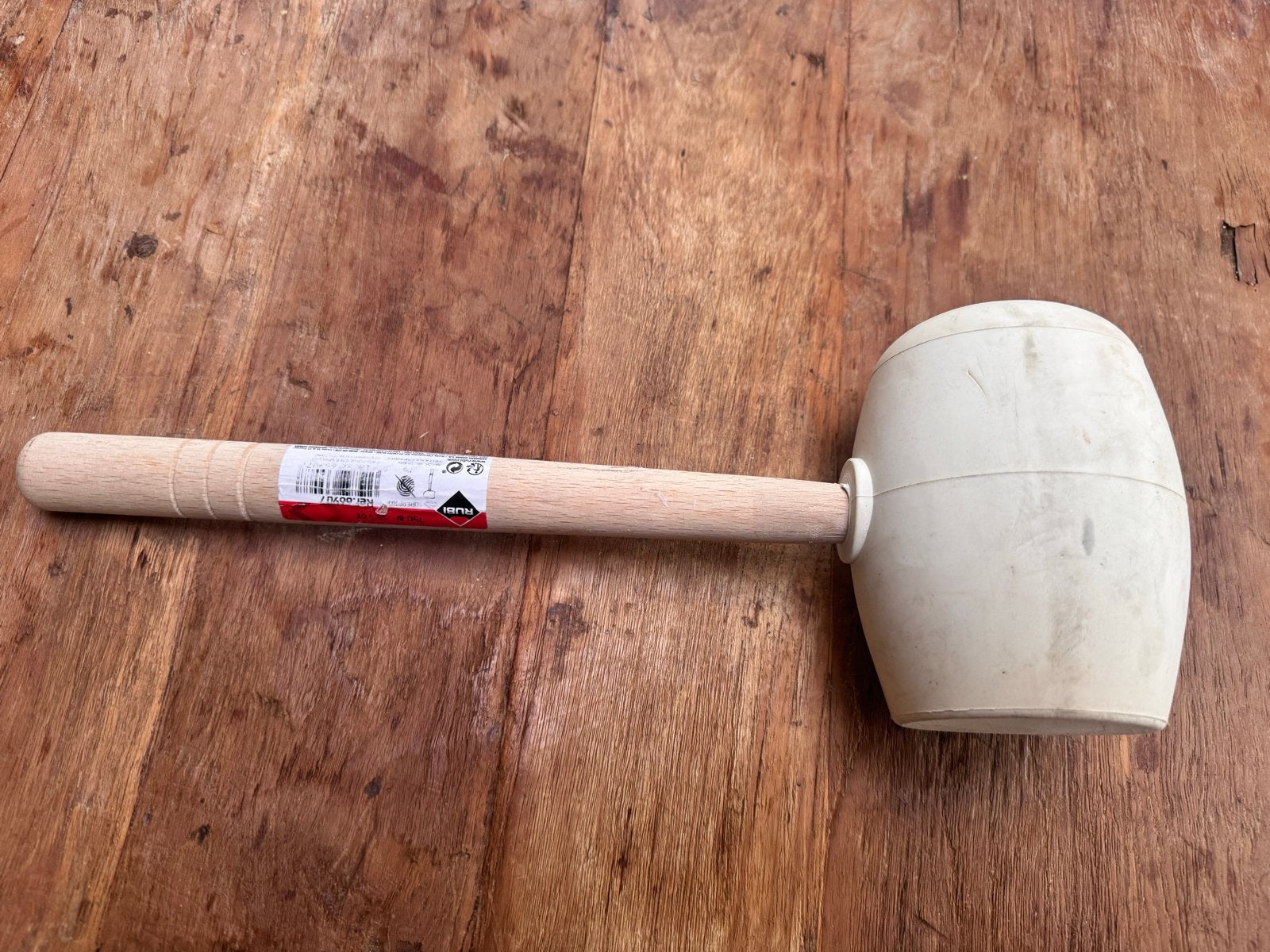 Rubi rubberen hamer met houten steel, Ophalen of Verzenden, Zo goed als nieuw, Hamer, Rubi