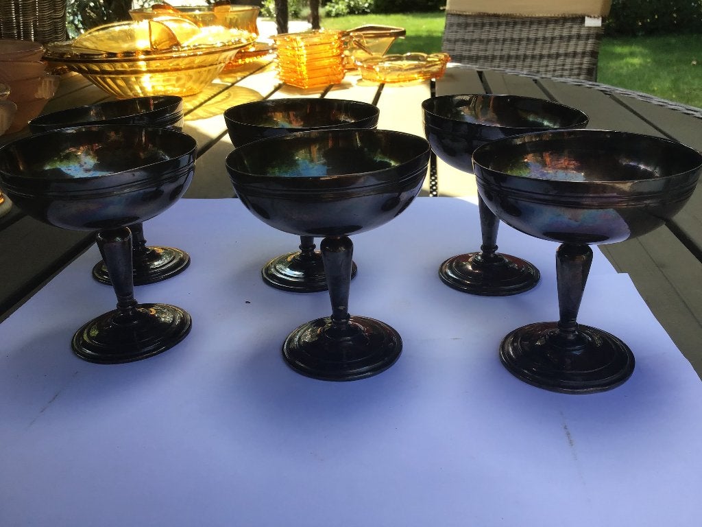 Reneka Strasbourg ijs cq champagne coupes, Overige materialen, Gebruikt, Verzenden, Verzilverd
