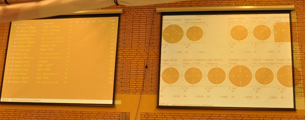 Te koop: 2 Elektrische projectieschermen iVisions 400x300cm, Ophalen, Elektrisch, Zo goed als nieuw