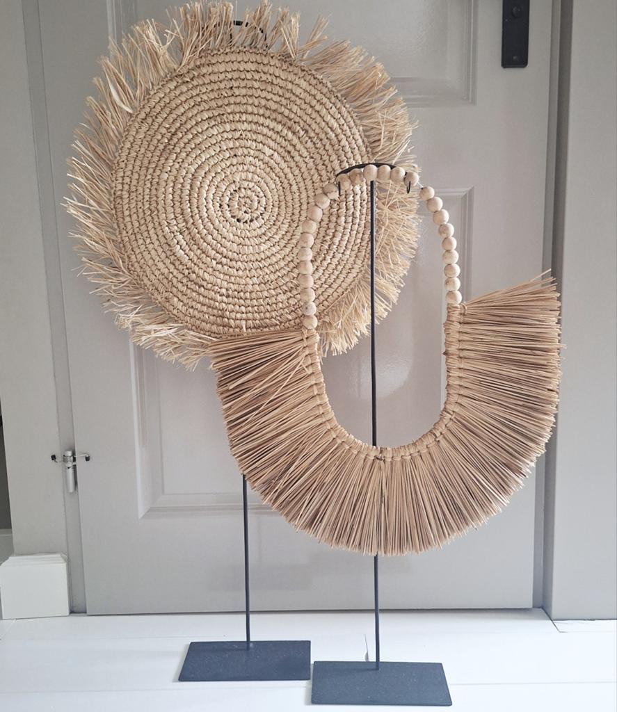 Ibiza stijl grote stro zeegras riet ornamenten op voet, Huis en Inrichting, Nieuw, Ophalen of Verzenden, X, X