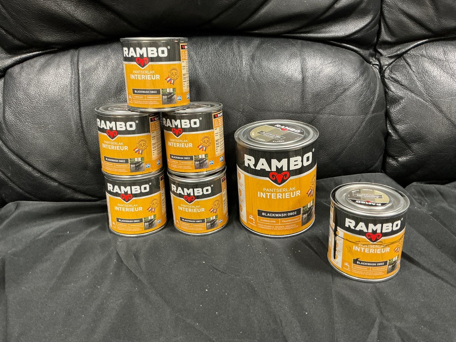 Rambo Pantserlak Interieur Blackwash 0802 – 7 Blikken, Zwart, Nieuw, Beits, Ophalen of Verzenden