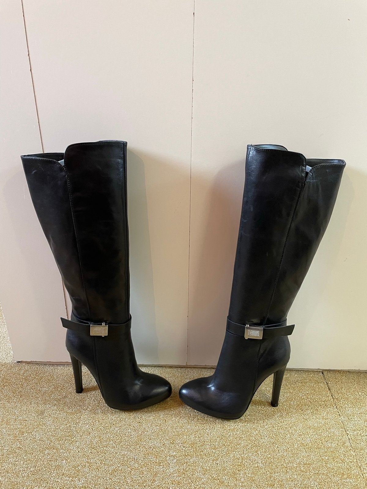 Mai Piu Senza - Zwarte hoge laarzen met hak - Maat 38, Kleding | Dames, Hoge laarzen, Zwart, Nieuw, Ophalen of Verzenden