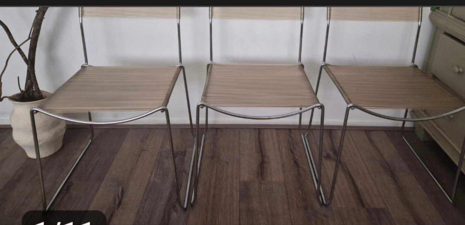3 Vintage Italiaanse spaghetti designstoelen Jodi, Huis en Inrichting, Ophalen, Gebruikt