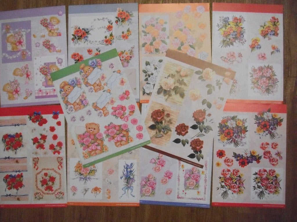 10 knip vellen 3D bloemen, Ophalen of Verzenden, Nieuw, Overige thema's, Knipvel