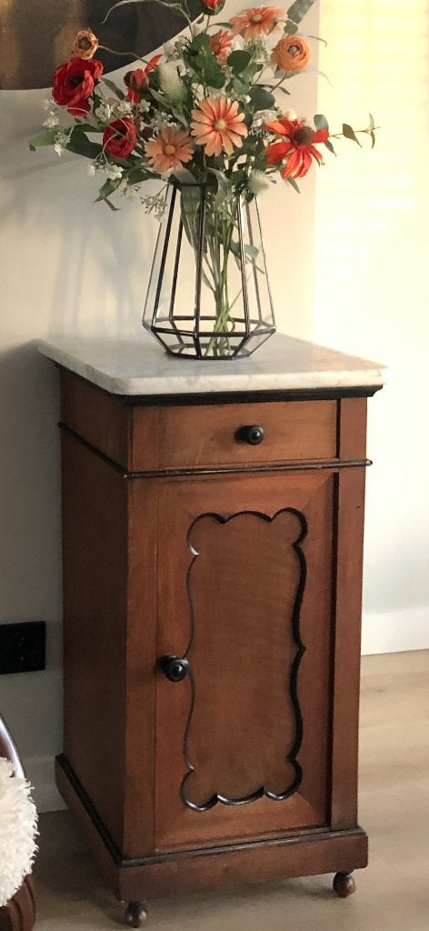 Antieke biedermeier kast met marmer blad, Huis en Inrichting, Ophalen, Gebruikt, 50 tot 100 cm, Minder dan 100 cm