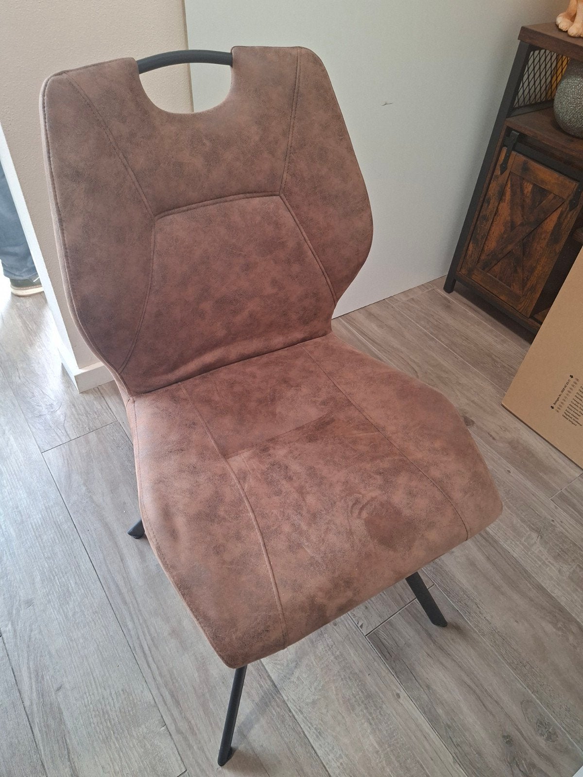 2 moderne bruine eetkamerstoelen - Zo goed als nieuw, Ophalen, Bruin, Zo goed als nieuw, Stof