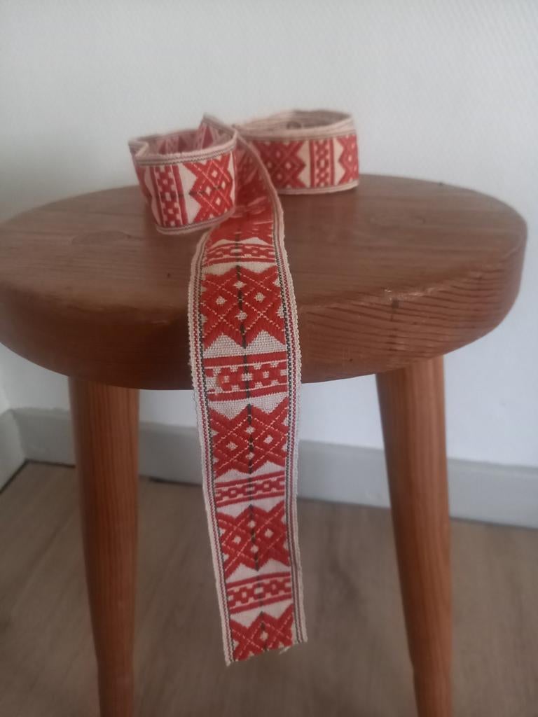 Traditioneel Zweeds Allmoge Band - Rood/Wit/Groen, Overige materialen, Gebruikt, 200 cm of meer, Ophalen of Verzenden
