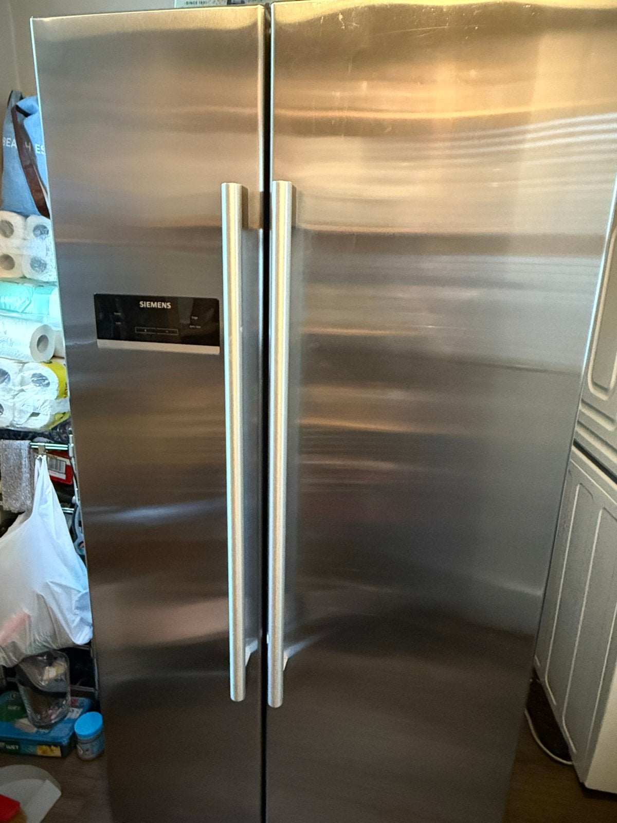 Siemens Amerikaanse Koelkast Side-by-Side RVS, Ophalen, Gebruikt, 200 liter of meer, 60 cm of meer