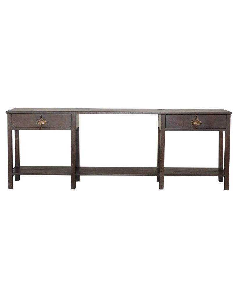 Antieke teakhouten sidetable met 2 lades, Ophalen of Verzenden, Zo goed als nieuw, Bruin, Hout