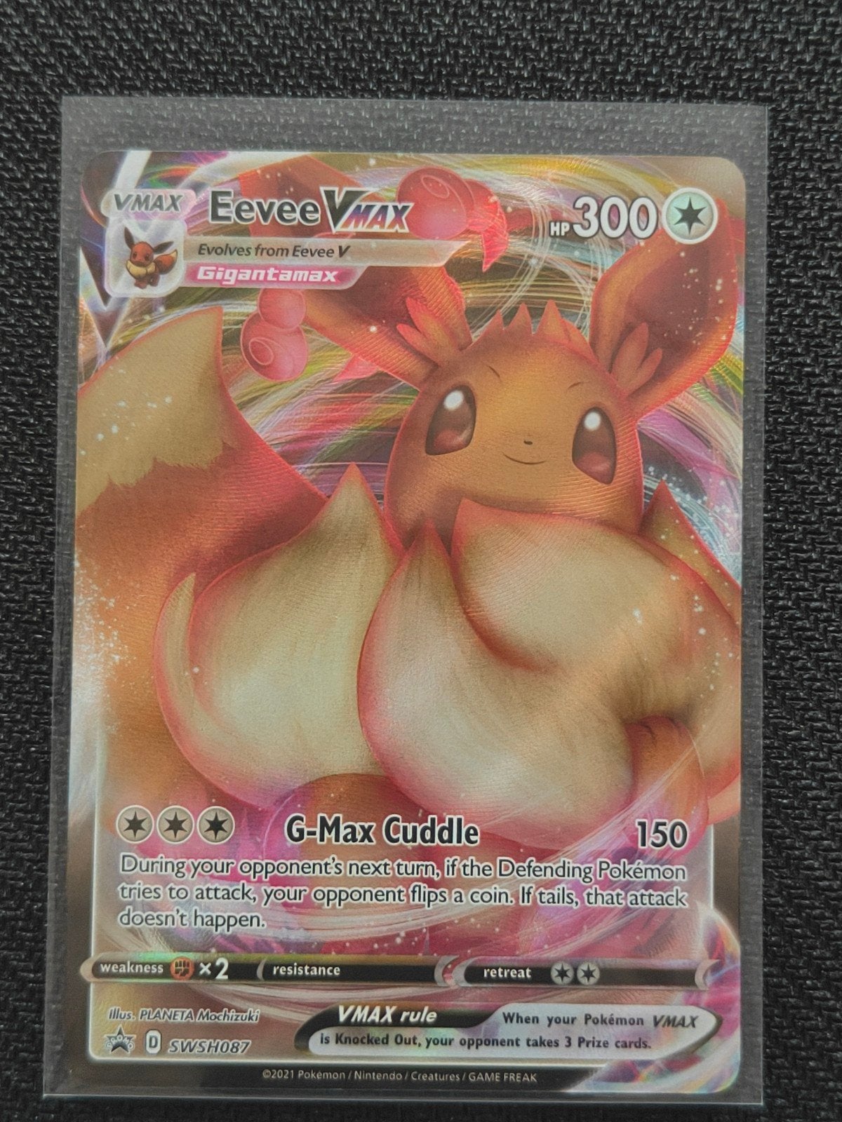 Pokemon Eevee VMAX SWSH087 NM, Ophalen of Verzenden, Zo goed als nieuw, Losse kaart, Foil
