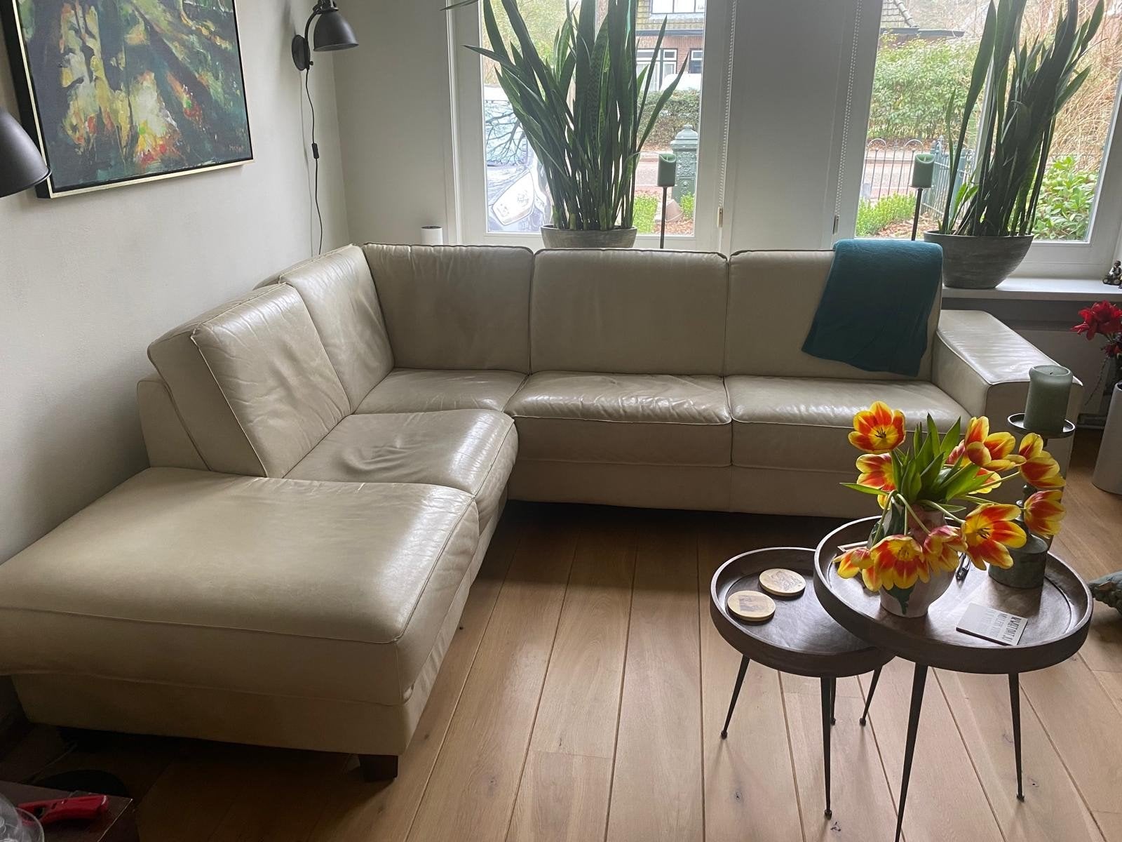 Nette leren hoekbank AllStar van van Bommel Meubelen, Huis en Inrichting, Banken | Bankstellen, Ophalen, 250 tot 300 cm, Gebruikt