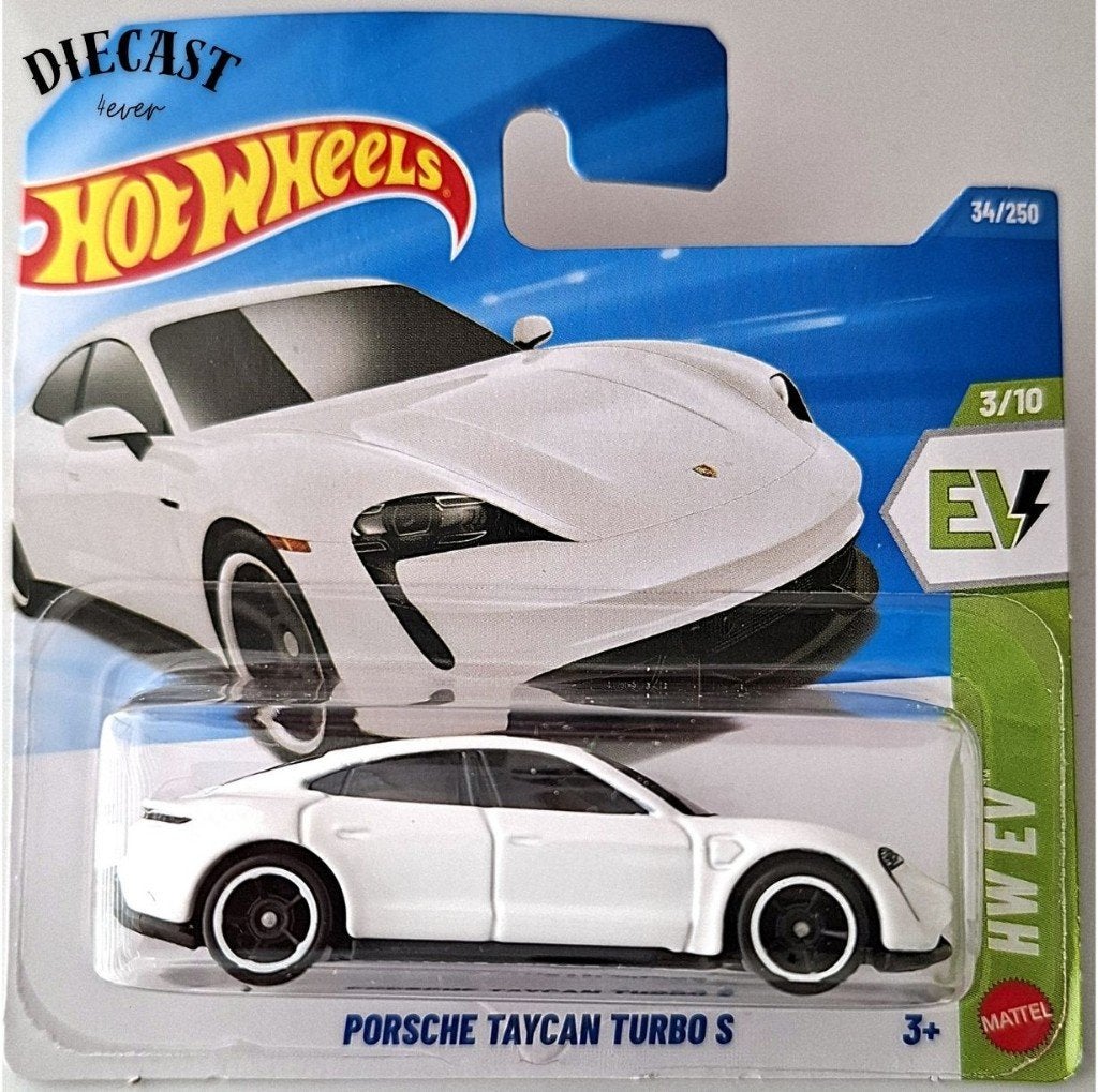 Hot Wheels Porsche Taycan Turbo S, wit, Hobby en Vrije tijd, Ophalen, Nieuw, Auto