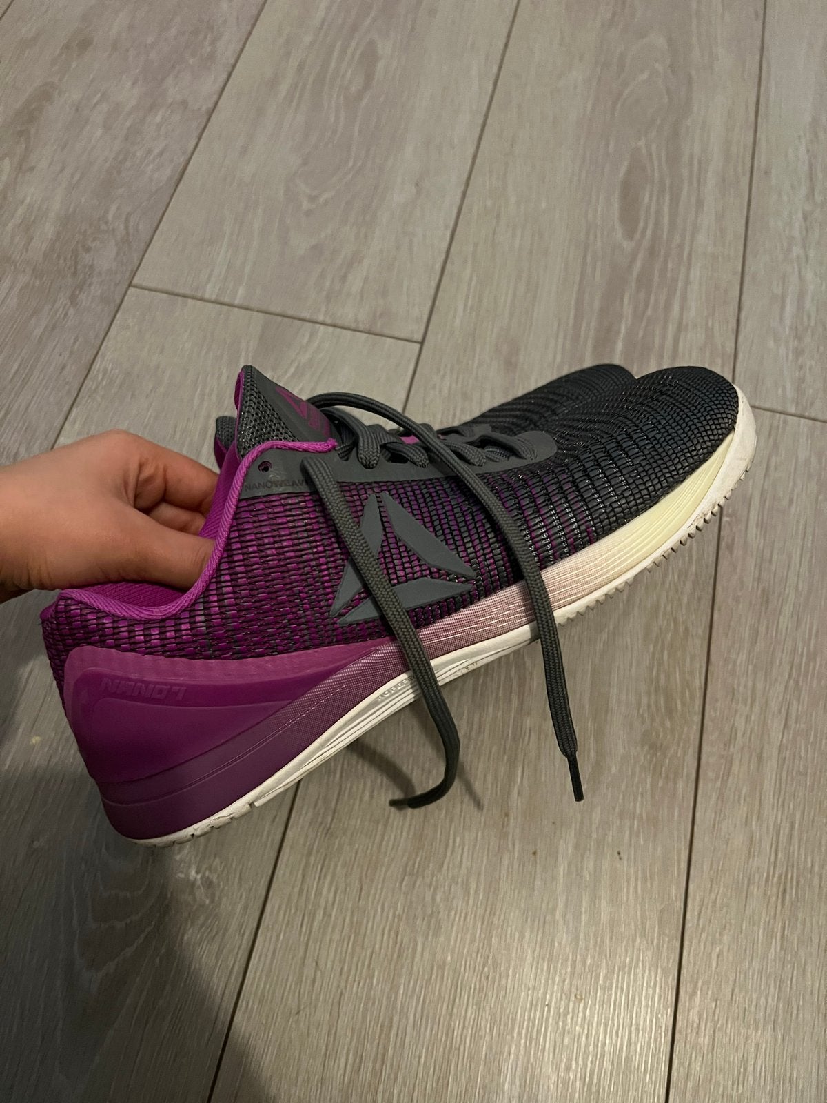 Reebok CrossFit Nano 7 Sneakers - Grijs/Paars, Ophalen of Verzenden, Gedragen, Grijs, Sportschoenen