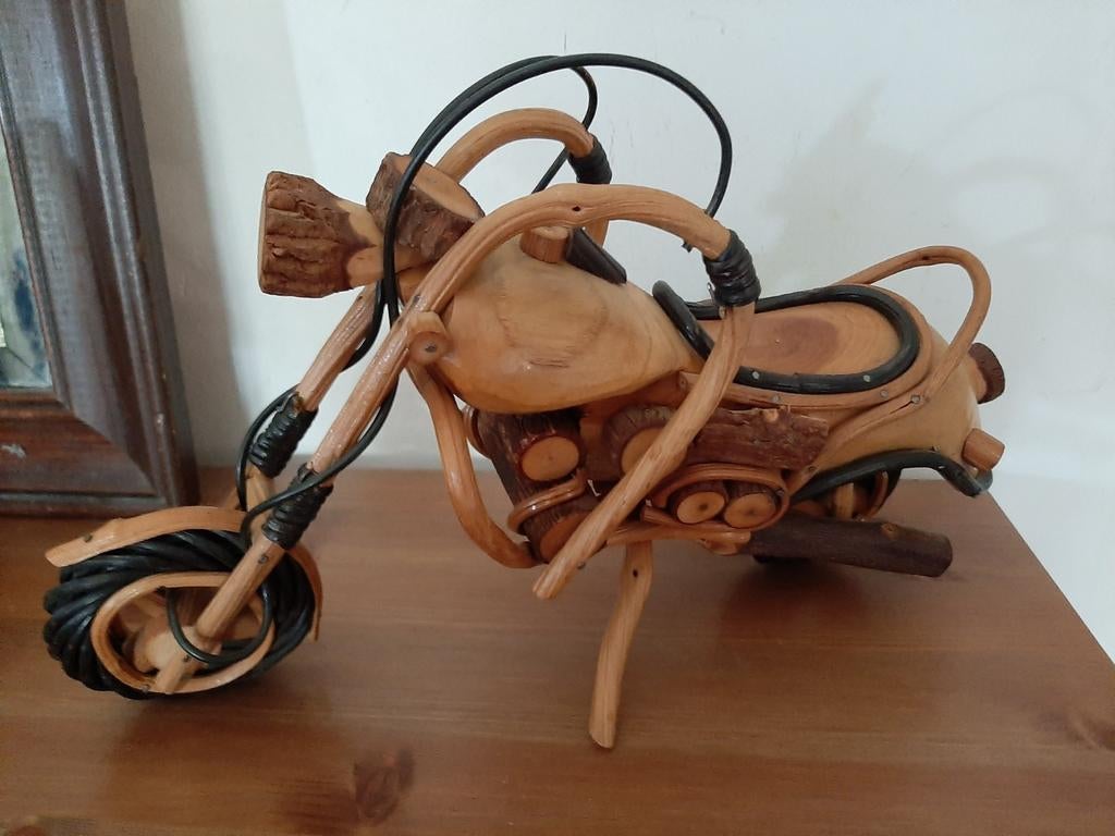 Harley davidson houten motor motorfiets, Antiek en Kunst, Antiek | Speelgoed, Ophalen of Verzenden