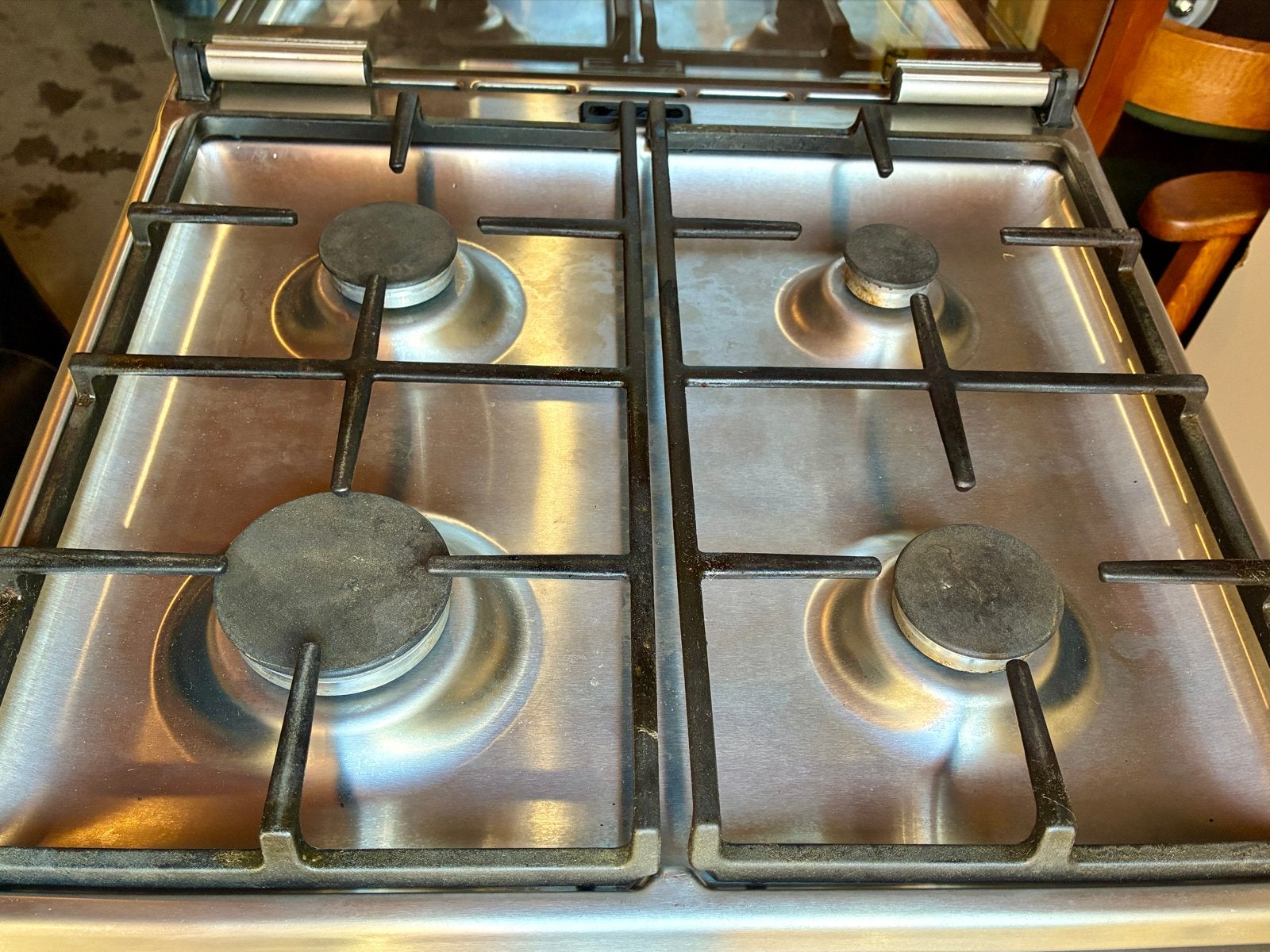 Bosch Gasfornuis met Oven - RVS - 4 Pitten, Ophalen, Gebruikt, Hete lucht, 60 cm of meer