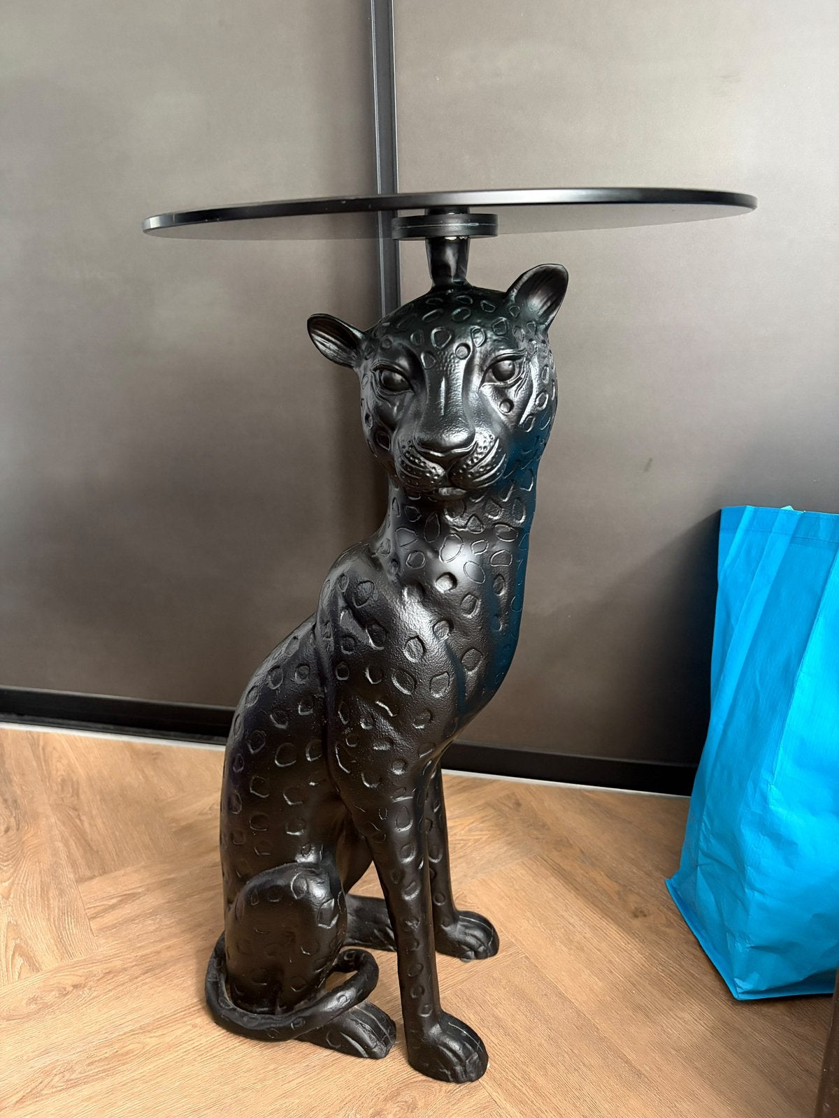 Bijzettafel panter zwart, Minder dan 55 cm, Rond, Ophalen, 45 tot 60 cm