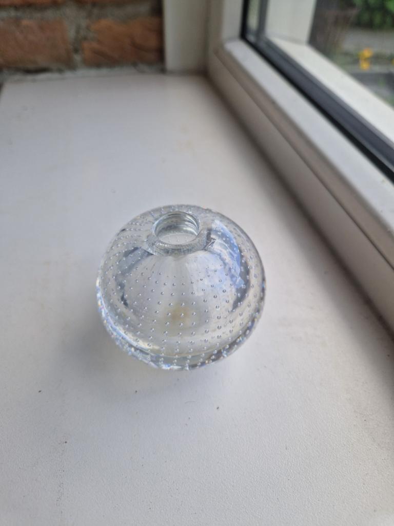 Vintage glazen spijkerbol / bloemprikker design glas, Huis en Inrichting, Ophalen of Verzenden, Glas of Kopje