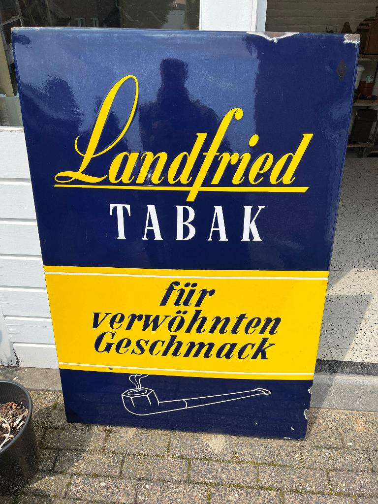 Emaille tabak reclame bord, Ophalen