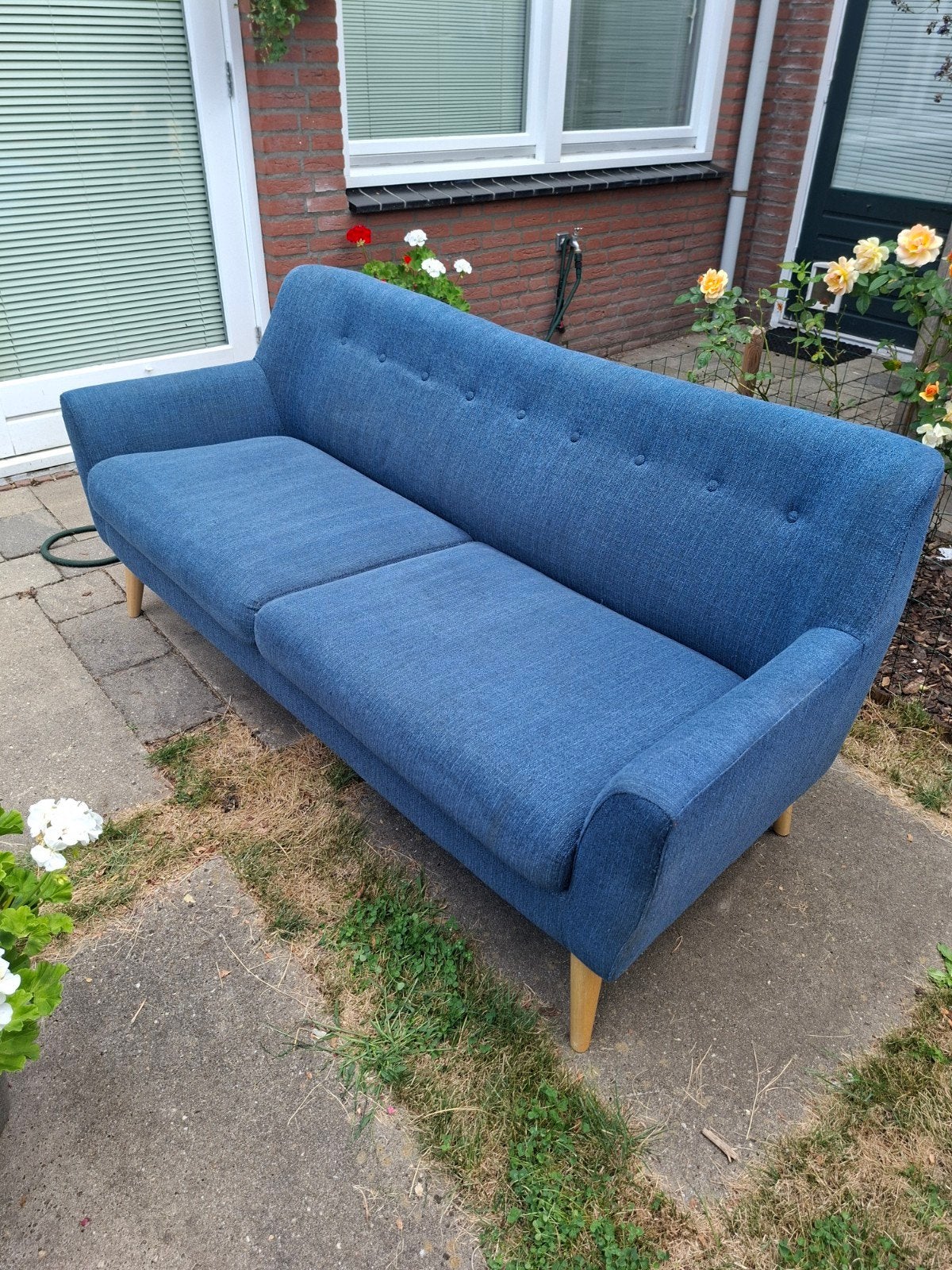 Blauw 2,5/3 zits bankje GRATIS, Gebruikt, 150 tot 200 cm, Tweepersoons, 75 tot 100 cm