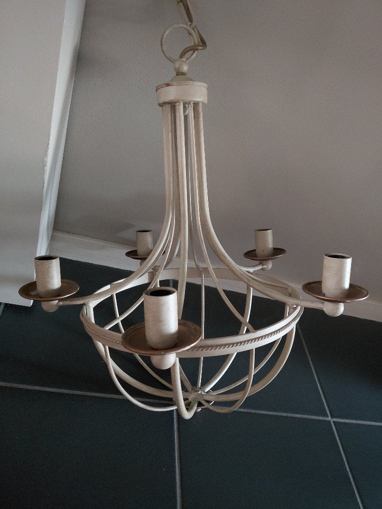Creme hanglamp, Ophalen, E14 (klein), Klassiek, landelijk, Zo goed als nieuw