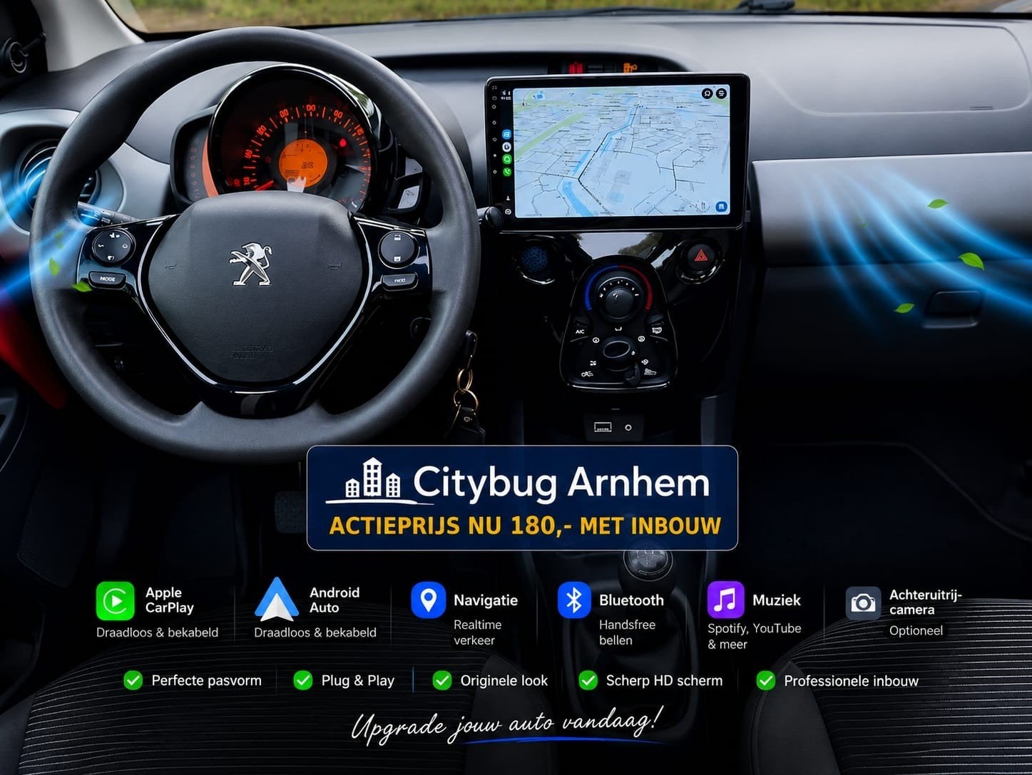 Peugeot 108, Citroen C1, Toyota Aygo 2014+ CARPLAY INBOUW!, Ophalen of Verzenden, Nieuw
