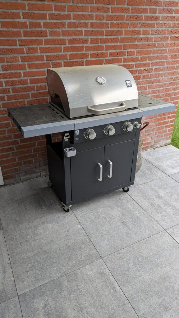 Grote gasbarbecue met 4 branders en zijbrander, Ophalen, Gebruikt, Grill Chef
