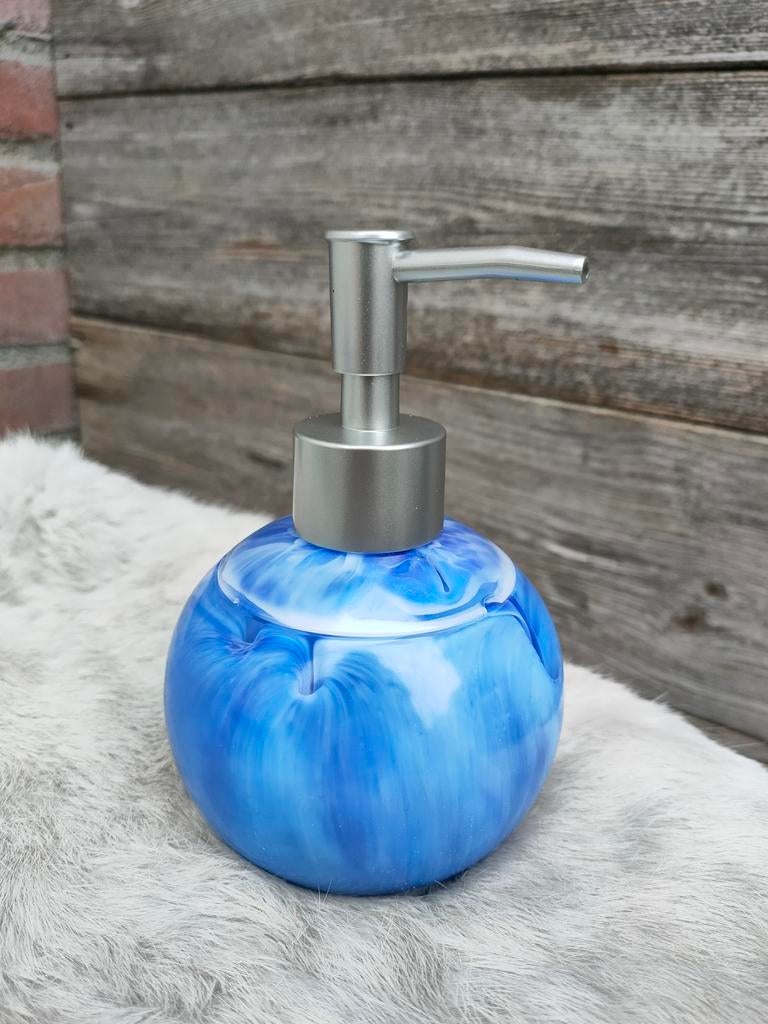 Blauwe zeepdispenser met marmerlook, Ophalen of Verzenden, Nieuw, Blauw, Overige typen