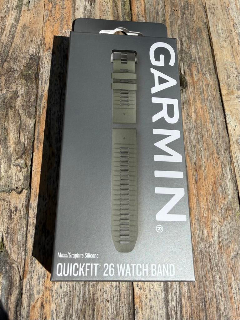 Garmin QuickFit 26mm Horlogebandje - Moss/Graphite Silicone., Ophalen of Verzenden, Nieuw, Groen, Android