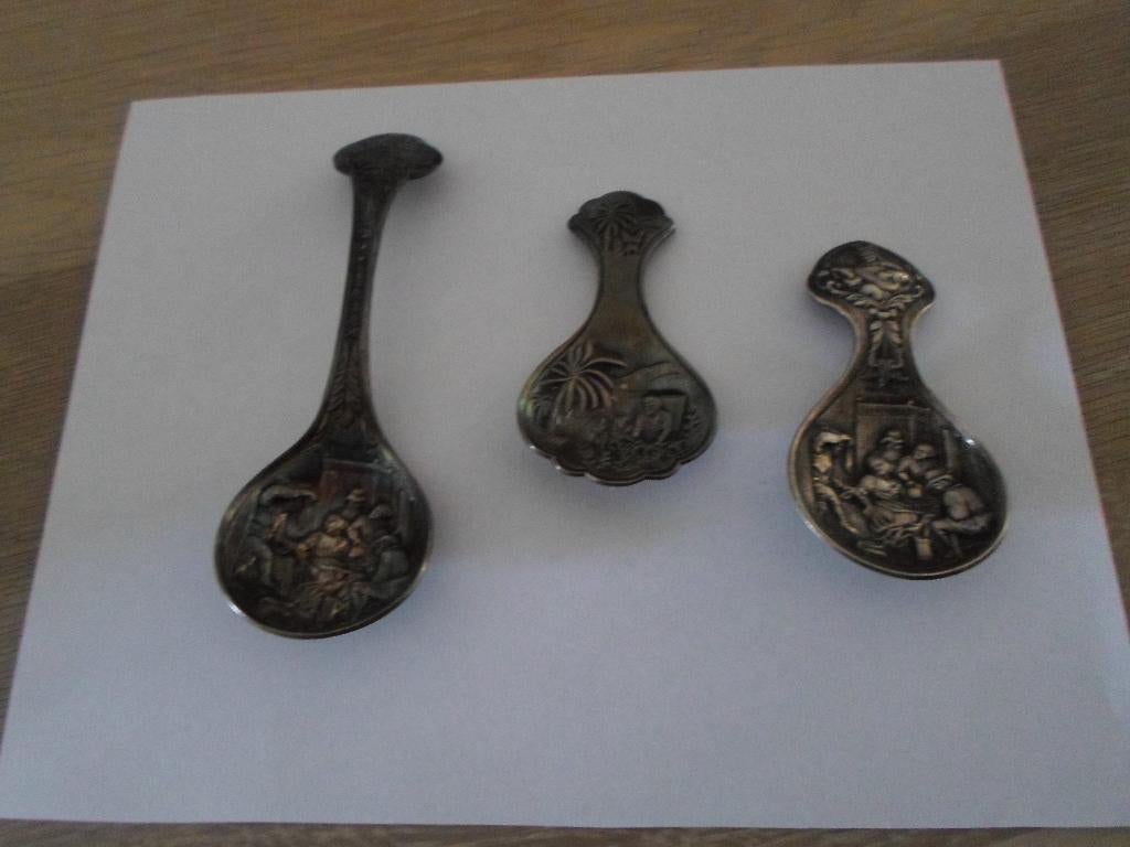 3 vintage thee schep lepeltjes, Antiek en Kunst, Ophalen of Verzenden