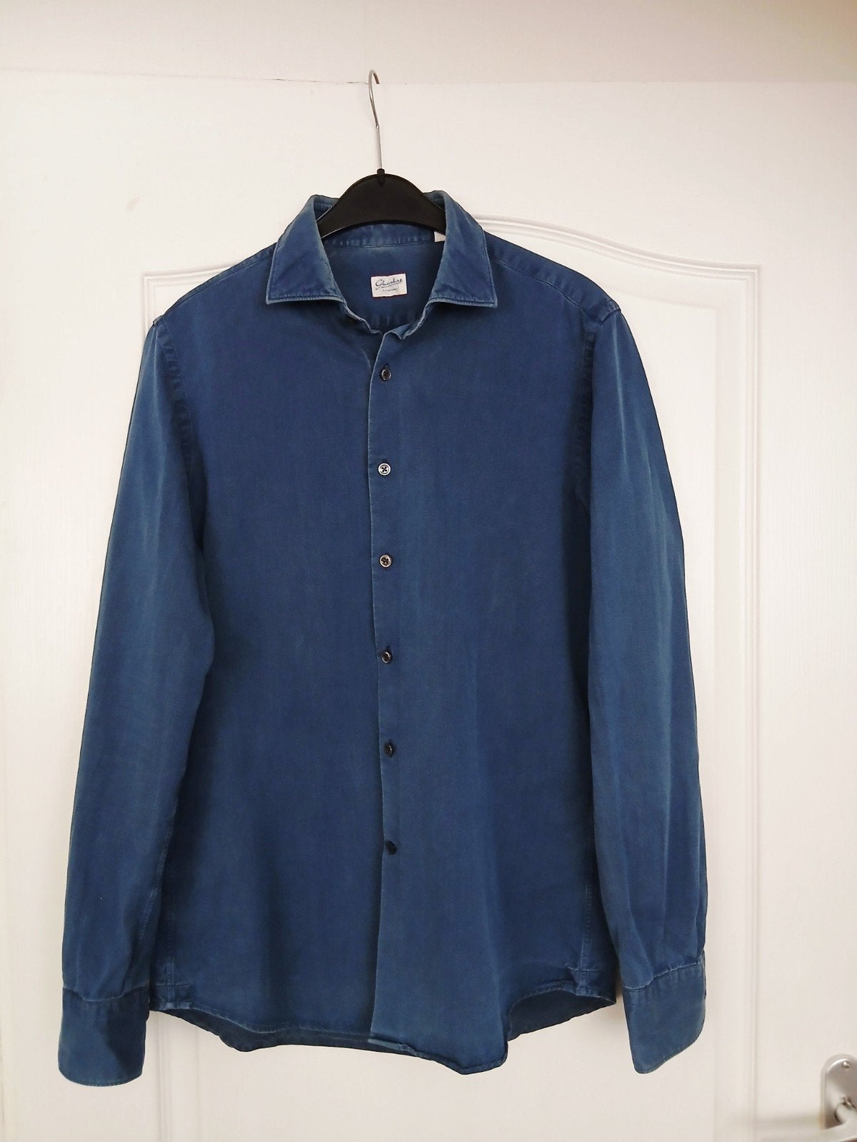 Glanshirt slowear (zanone) denim shirt, Blauw, Ophalen of Verzenden, Zo goed als nieuw, Halswijdte 41/42 (L)