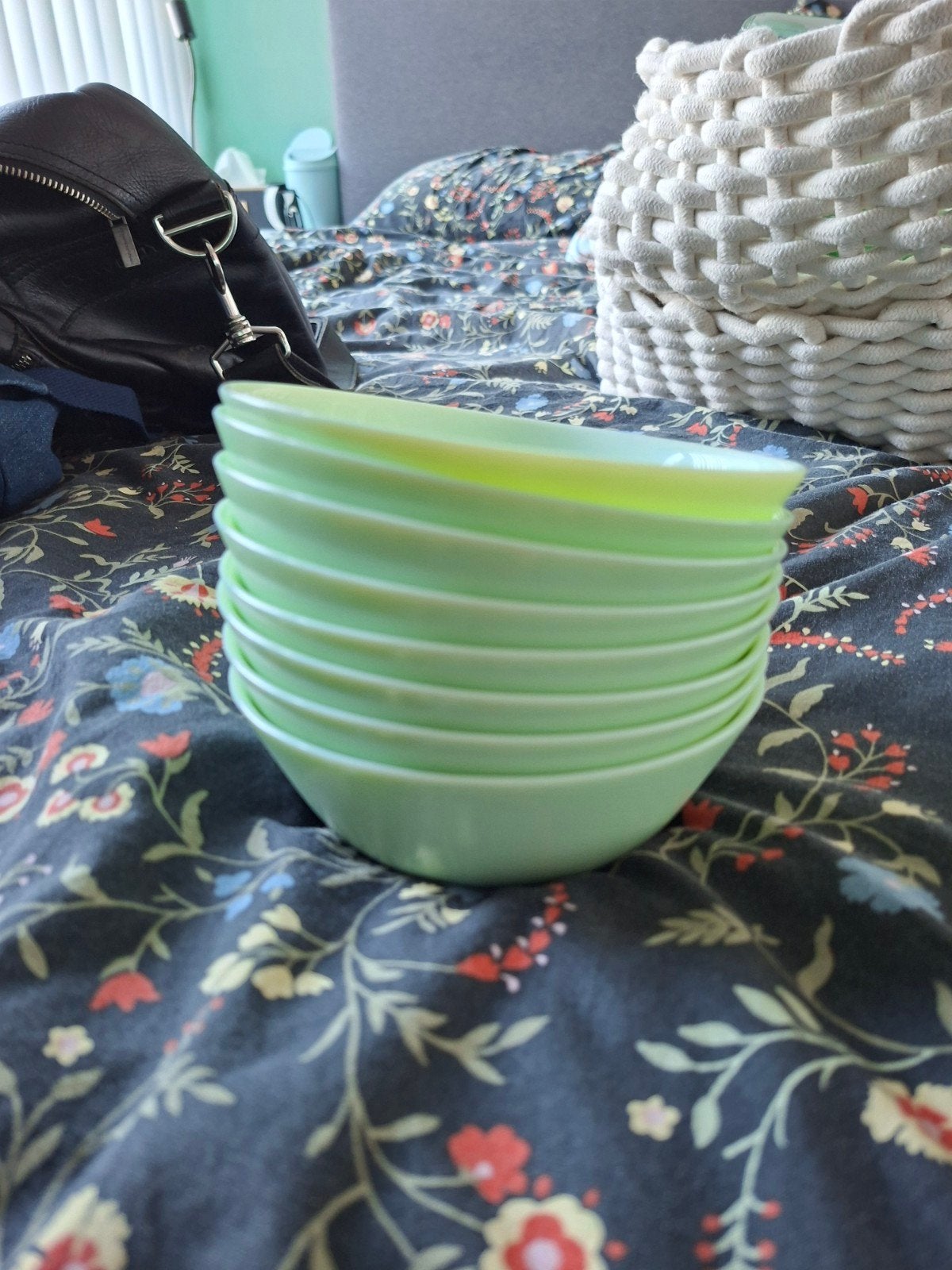8x IKEA glazen kommetjes groen, IKEA, Ophalen of Verzenden, Kom(men), Glas