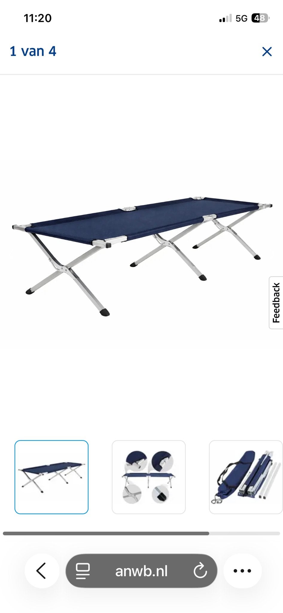 Opvouwbaar campingbed - Comfortabel en compact, Caravans en Kamperen, Ophalen of Verzenden, Zo goed als nieuw, Overige