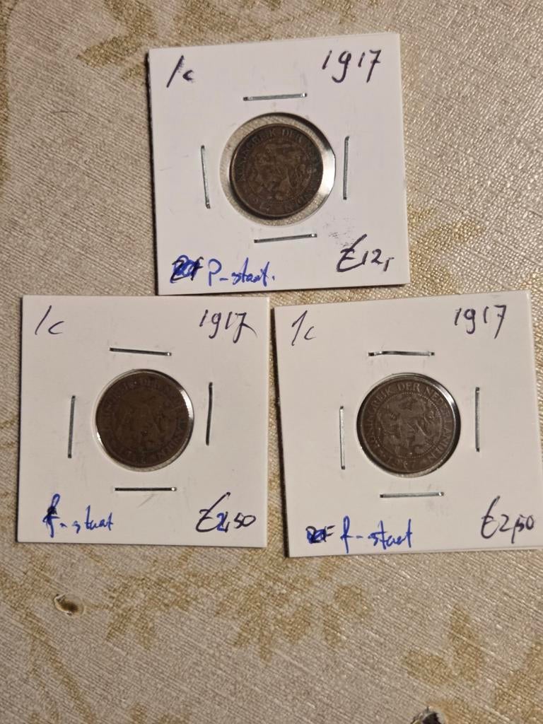 Nederlandse 1 cent munten uit 1917 - Koningin Wilhelmina, Ophalen of Verzenden, Koningin Wilhelmina, 1 cent, Losse munt
