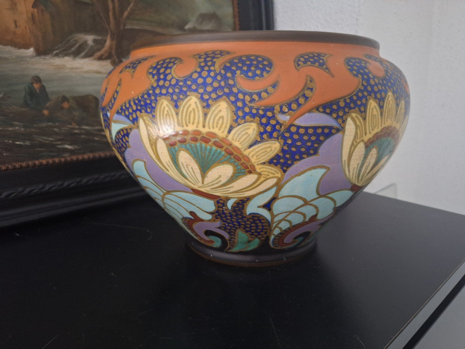 plateel Art Deco Pikan Gouda vaas,, Antiek en Kunst, Ophalen