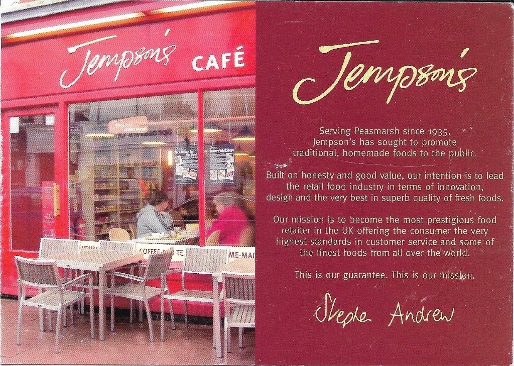 Ansichtkaart  	Bexhill-on-Sea (Engeland)	Jempson's	Café, Verzenden, 1980 tot heden, Gelopen, Engeland